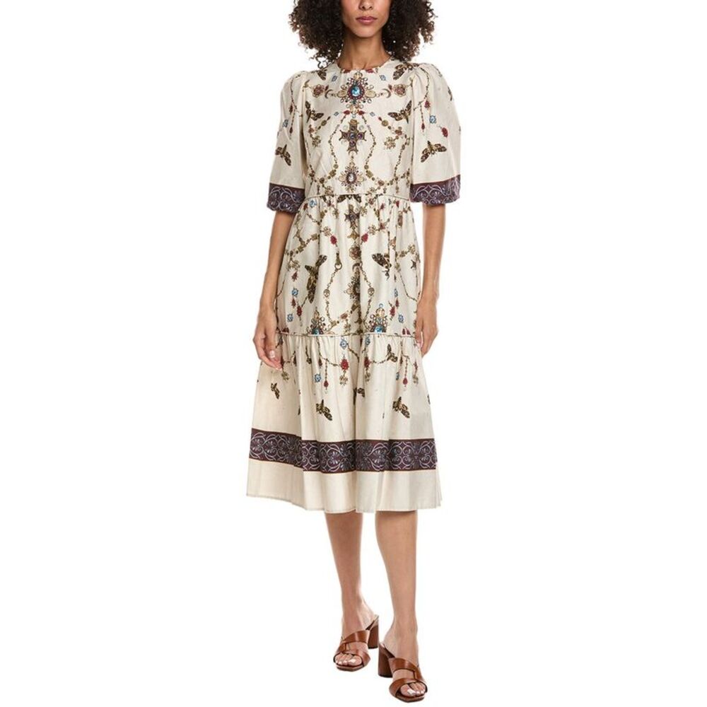 Marchesa Notte Womens  Midi A-Line Dress